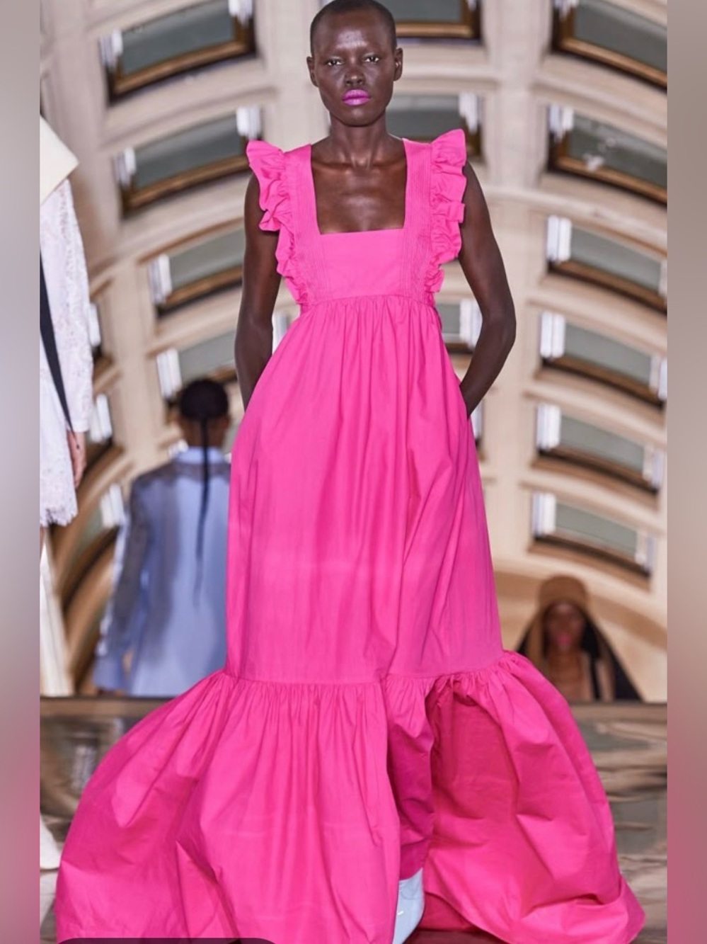 Self-portrait Fuschia Cotton Poplin Maxi Dress size 8